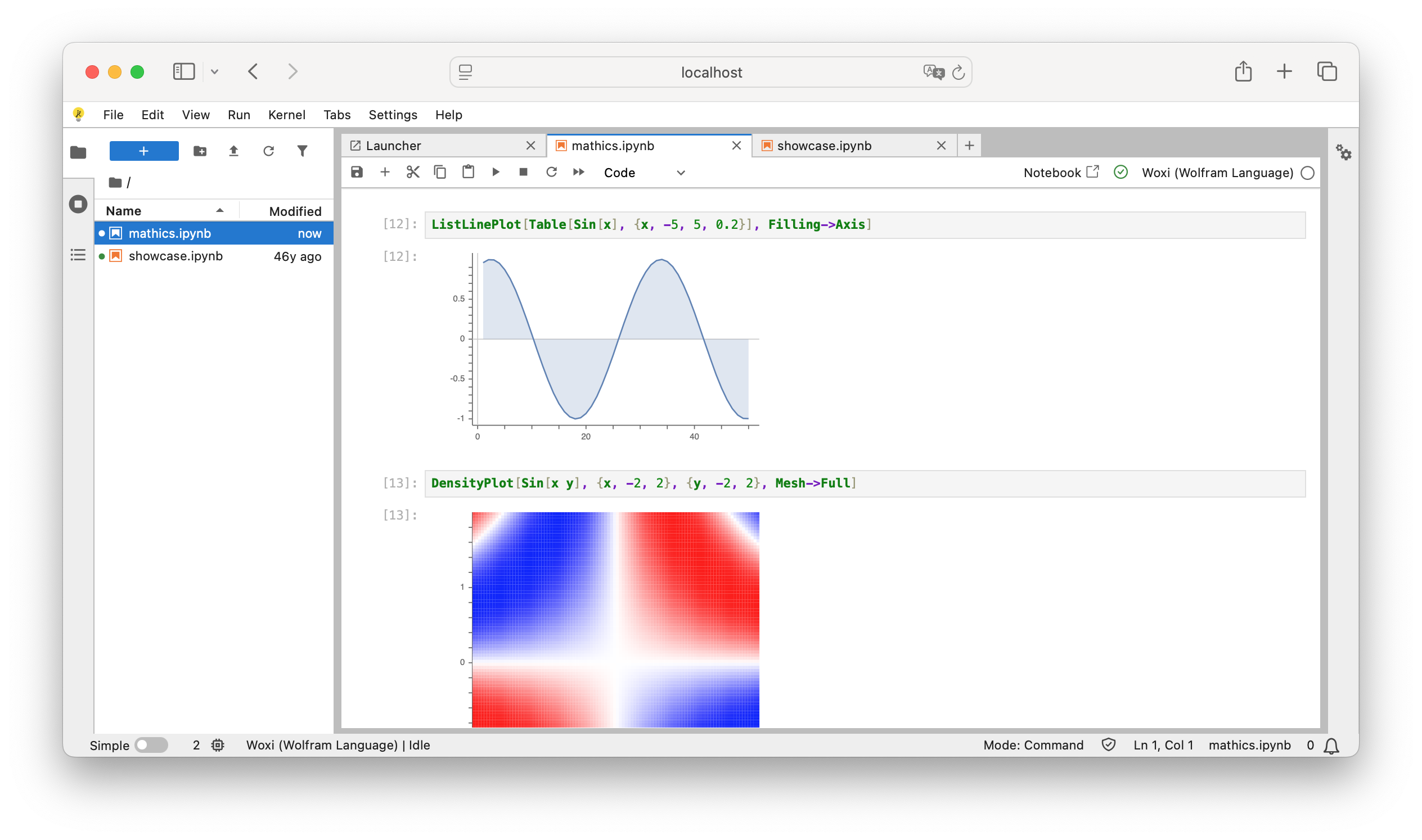 Jupyter notebook running the Woxi kernel